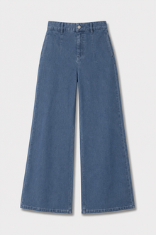 Blue Wide-Leg Casual Pants