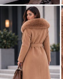 Faux-Fur Trim Parka over-shoulder face visible back mobile view