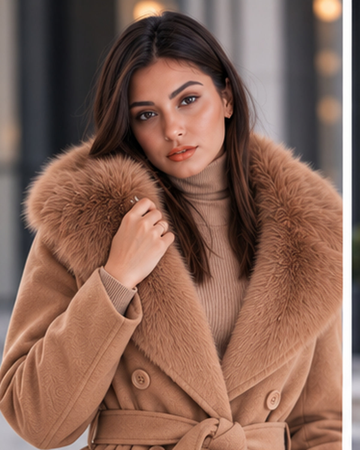 Faux-Fur Trim Parka face visible front mobile view