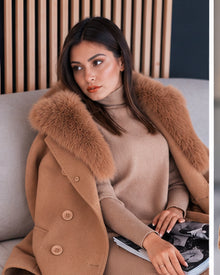 Faux-Fur Trim Parka face visible seated mobile view